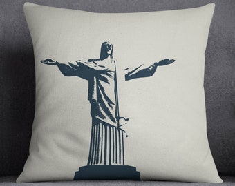 Rio de Janeiro Christ the Redeemer Cushion Cover With Insert Included, Throw Pillow, Handmade Canvas Throw Cushion, Travel Print