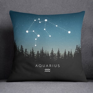 Aquarius Constellation Throw Pillow: Handmade Canvas Cushion Cover