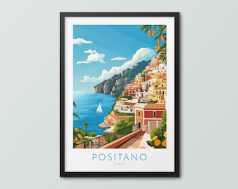Positano Travel Poster Wall Art Print Positano Poster Positano Print Positano Travel Print Positano City Print