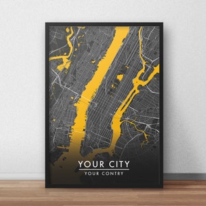 Framed Custom City Map Print: Personalized Travel Poster