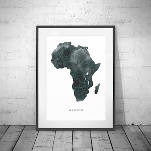 Afrique carte aquarelle impression, aquarelle carte Art, affiche de carte de l’Afrique, impression de carte de l’Afrique, carte de l’Afrique, affiche de voyage, carte aquarelle