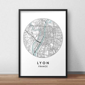 Lyon City Map Print, Street Map Art, Lyon Map Poster, Lyon Map Print, City Map, Lyon Map, Travel Poster, Map Print