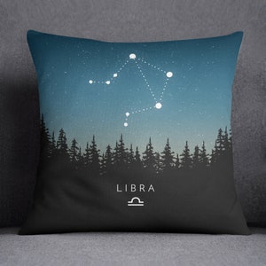 Libra Constellation Throw Pillow: Handmade Canvas Cushion Cover (Insert Included)