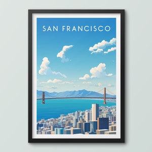 San Francisco Travel Poster Wall Art Print San Francisco Poster Golden Gate Bridge Art Print Travel Print San Francisco City Print
