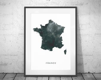 France Map Watercolour Print, Watercolor Map Art, France Map Poster, France Map Print, France Map, Travel Poster, Watercolor Map