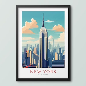 Cartel de viaje de Nueva York Impresión de arte de pared Cartel de Nueva York Empire State Impresión Impresión de arte de Nueva York Cartel de Nueva York Impresión de viaje Impresión de la ciudad de Nueva York
