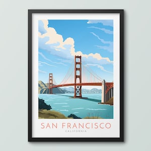 San Francisco Travel Poster Wall Art Print San Francisco Poster Golden Gate Bridge Art Print Travel Print San Francisco City Print