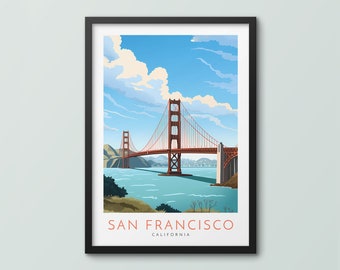 San Francisco Travel Poster Wall Art Print San Francisco Poster Golden Gate Bridge Art Print Travel Print San Francisco City Print