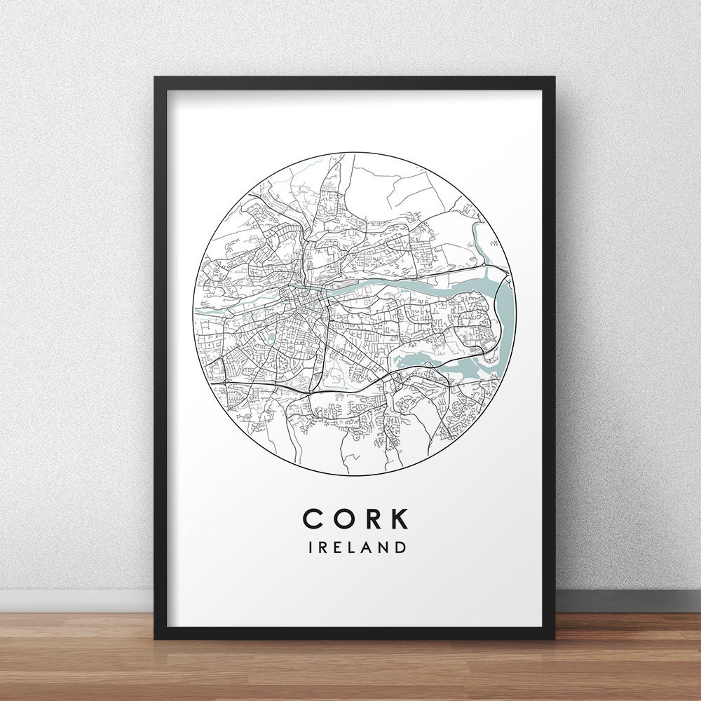 Cork City Map Print Street Map Art Cork Map Poster Cork Map Etsy España
