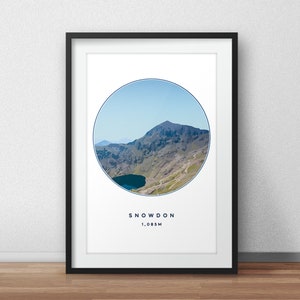 Snowdon, Mountain Print, Landscape Print, Snowdon Print, Mountain Poster, Travel Poster, Three Peaks, Snowdonia, Wales