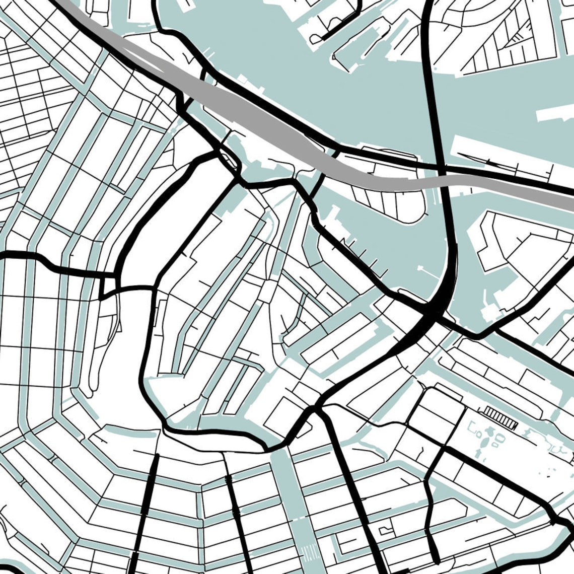 Amsterdam City Map Printable Street Map Art Amsterdam Map | Etsy UK