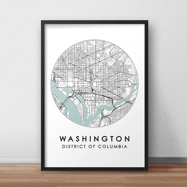 Washington DC City Print, Street Map Art, Washington Map Poster, Washington Map Print, City Map Wall Art, Washington Map, Travel Poster, US