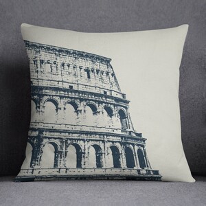 Funda de cojín del Coliseo de Roma con inserto incluido, cojín de tiro, cojín de lona hecho a mano, impresión de viaje