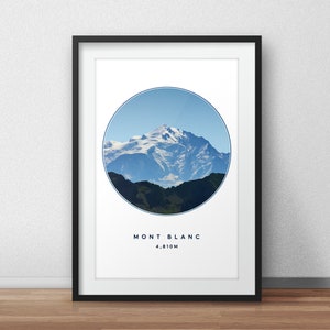 Mont Blanc, bergprint, landschapsprint, Mont Blanc-print, bergposter, reisposter, topprint, bergprint, avonturenprint