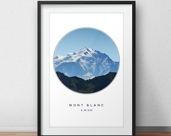 モンブランポスター：山のイラスト、自然アートプリント - Etsy 日本