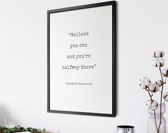Theodore Roosevelt Zitat Druck - Typografie Druck, Zitat Druck, Inspirationszitat, Motivationsposter, Wanddekoration