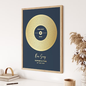 Personalised Foil Song Lyrics Vinyl Record Print, Metallic Foil Print, Foil Song Print, Wedding Gift, Song Lyrics Print, Anniversary Gift