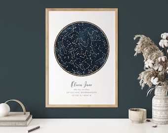 Custom Star Map Print, Anniversary Gift, Night Sky Print, Star Map Poster, Wedding Gift, Zodiac Constellation Print, Personalised Gift