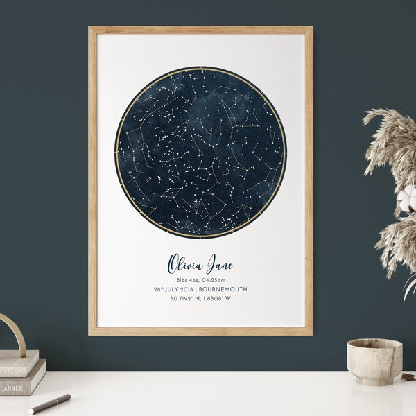 Custom Star Map Print, Anniversary Gift, Night Sky Print, Star Map Poster, Wedding Gift, Zodiac Constellation Print, Personalised Gift