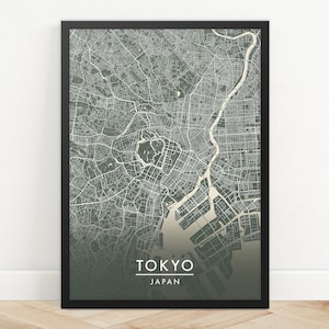 Impresión del mapa de la ciudad de Tokio, arte del mapa de la calle, cartel del mapa de Tokio, impresión del mapa de Tokio, arte de la pared del mapa de la ciudad, mapa de Tokio, cartel de viaje, impresión del mapa
