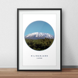 Kilimanjaro, Mountain Print, Landscape Print, Kilimanjaro Print, Mountain Poster, Travel Poster, Seven Summits, Africa