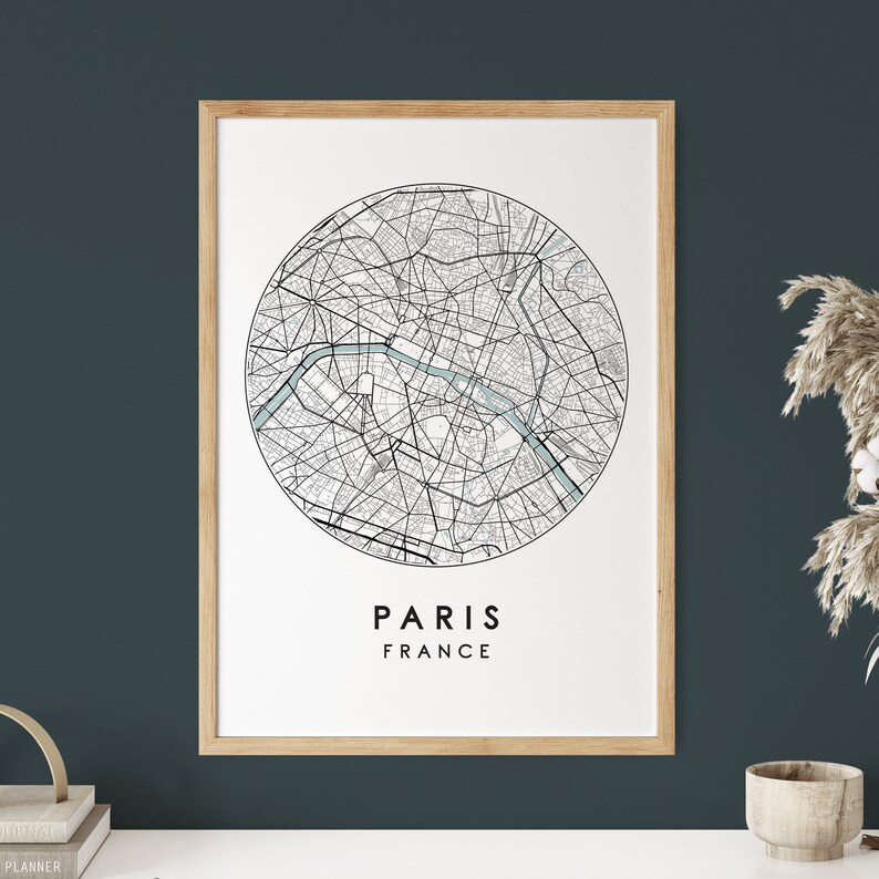 Paris City Map Print, Street Map Art, Paris Map Poster, Paris Map Print, City Map Wall Art, Paris Map, Travel Poster, France, Map Print image 7