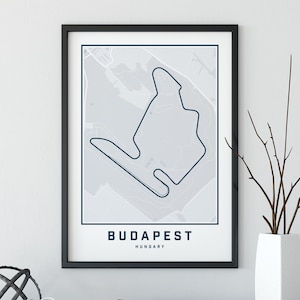 Budapest Formula 1 Map Print, Hungaroring F1 Poster, Formula 1 Prints, Motorsport Print, Grand Prix Circuit Map, Gift For Dad, Father&#39;s Day