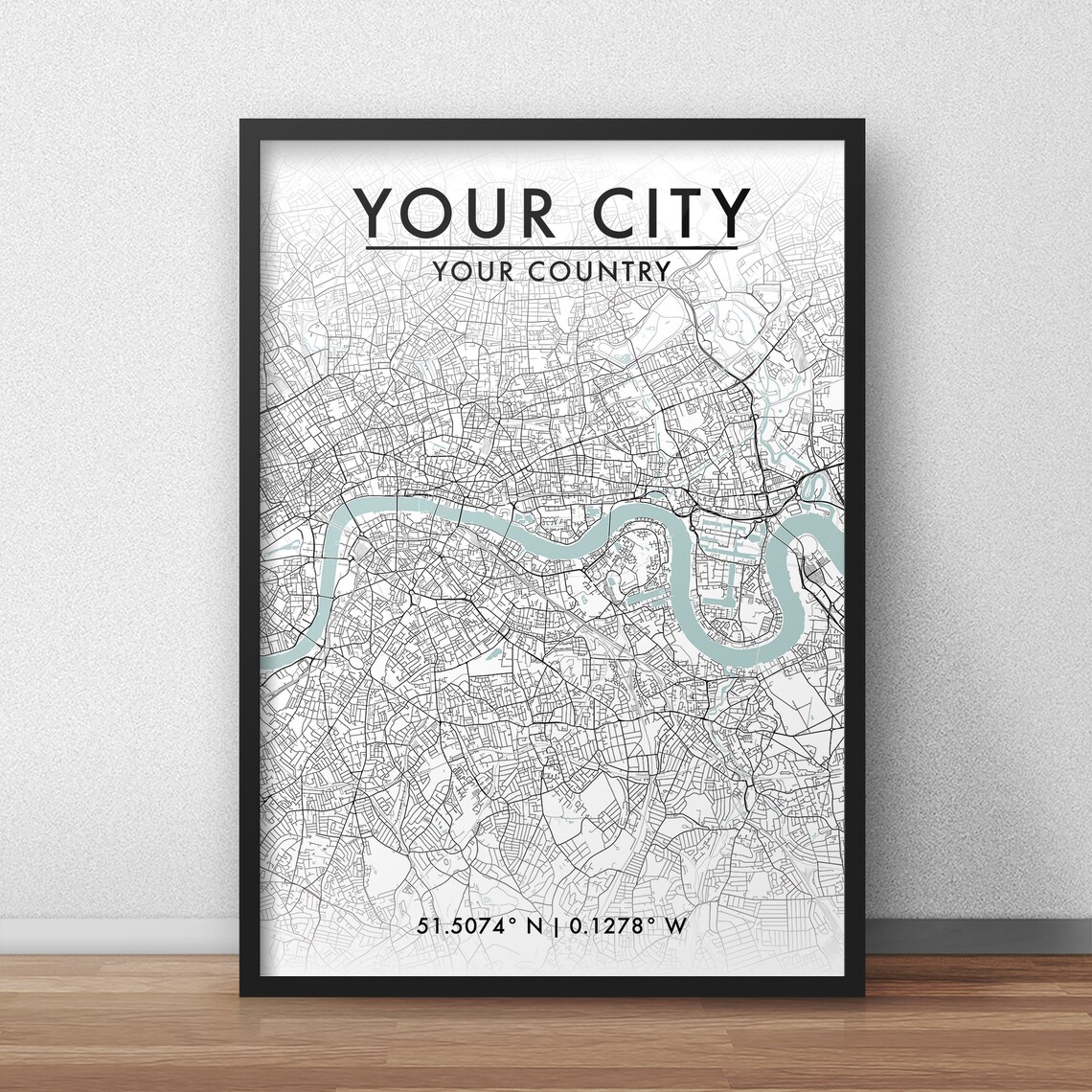 Framed Custom City Print City Map Street Map Art Custom Map  Etsy