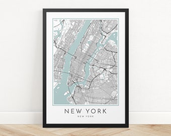 New York City Street Map Art Print: Travel Poster