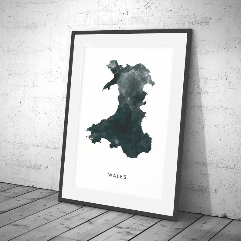 Wales Map Watercolour Print, Watercolor Map Art, Wales Map Poster, Wales Map Print, Wales Map, Travel Poster, Watercolor Map image 2