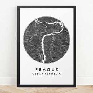 Prague City Map Art Print: Minimalist Travel Poster