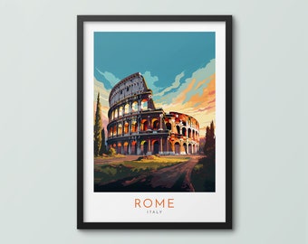 Roma viaje cartel pared arte impresión Roma cartel Italia impresión Coliseo arte impresión Coliseo cartel viaje impresión Roma ciudad impresión