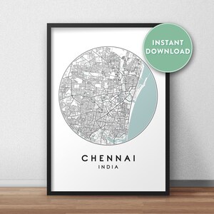 Chennai Stadt Karte Printable, Street Karte Kunst, Chennai Karte Print, Stadt Karte Wandkunst, Chennai Karte, Reise Poster, printable, Indien, Karte Print