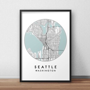 Seattle City Map Print, Street Map Art, Seattle Map Poster, Seattle Map Print, City Map Wall Art, Seattle Map, Travel Poster, Map Print