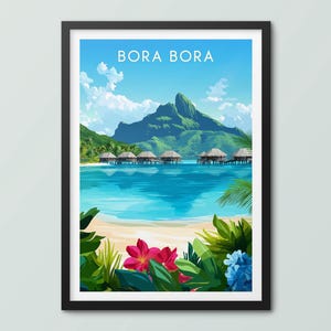 Bora Bora Travel Poster Wall Art Print Bora Bora Poster Bora Bora Print Bora Bora Travel Print Bora Bora City Print Tahiti Poster
