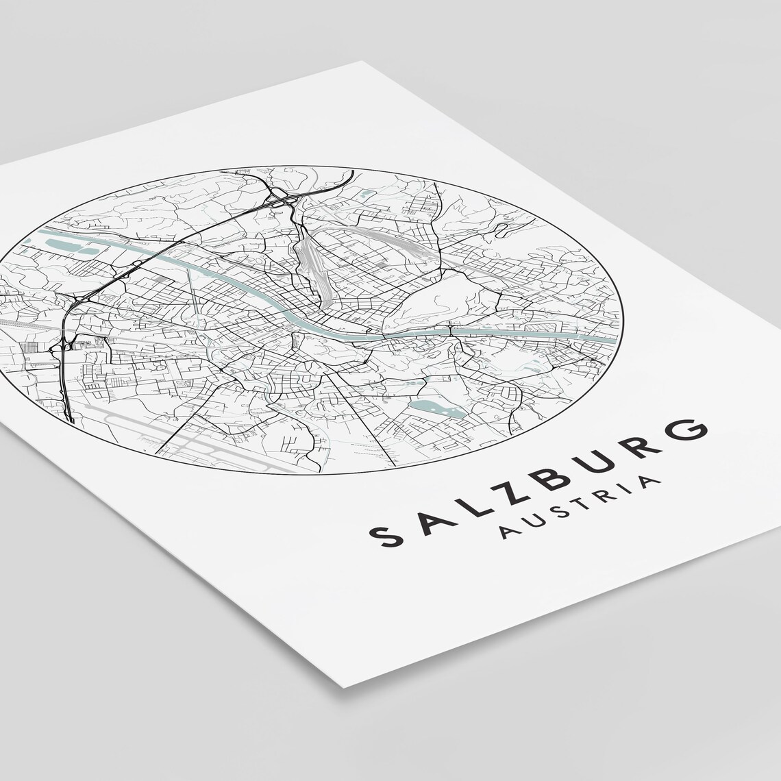 Salzburg City Map Print Street Map Art Salzburg Map Poster - Etsy UK