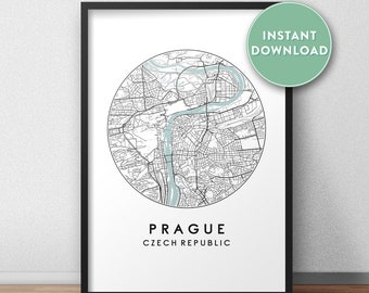 Prague City Map Printable, Street Map Art, Prague Map Print, City Map Wall Art, Prague Map, Travel Poster, Printable, Map Print
