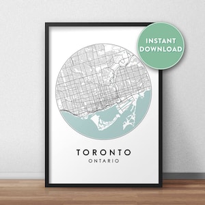 Toronto City Map Printable, Street Map Art, Toronto Map Print, City Map Wall Art, Toronto Map, Travel Poster, Ontario, Canada, Map Print