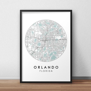 Orlando City Street Map Art Print: Modern Travel Poster
