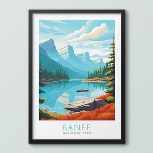 Banff National Park Travel Poster Wall Art Print Banff Poster Banff Print Banff Art Print Travel Print National Park Gift