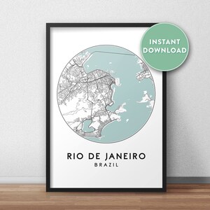 Rio De Janeiro City Map Printable, Street Map Art, Rio De Janeiro Map Print, City Map Wall Art, Rio De Janeiro Map, Travel Poster, Map Print
