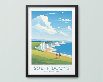 South Downs National Park Travel Poster Wall Art Print South Downs Poster South Downs Art Print Travel Print National Park Gift