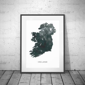 Impression aquarelle de carte d’Irlande, aquarelle carte Art, affiche de carte d’Irlande, impression de carte d’Irlande, carte d’Irlande, affiche de voyage, carte d’aquarelle