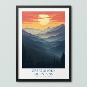 Great Smoky Mountains National Park Travel Poster Wall Art Print Great Smoky Mountains Poster Great Smoky Mountains Print Travel Print