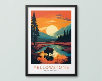 Yellowstone National Park Travel Poster Wall Art Print Yellowstone Poster Yellowstone Print Yellowstone Art Print Travel Print National Park