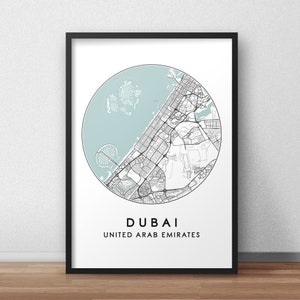 Dubai City Map Print, Street Map Art, Dubai Map Poster, Dubai Map Print, City Map Wall Art, Dubai Map, Travel Poster, Map Print
