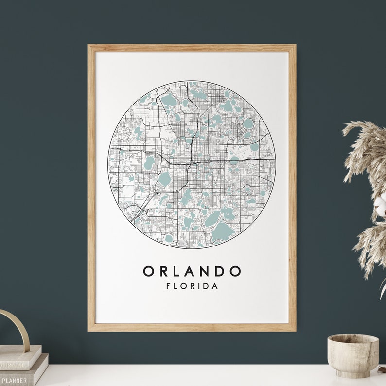 Orlando City Map Print Street Map Art Orlando Map Poster | Etsy