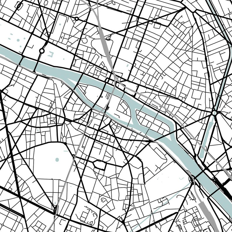 Paris City Map Print Street Map Art Paris Map Poster Paris - Etsy UK