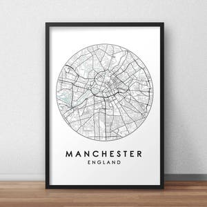 Manchester City Map Print, Street Map Art, Manchester Map, Manchester Map Print, City Map Wall Art, Manchester Map, Travel Poster, Map Print
