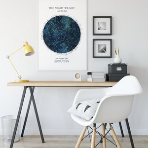 Custom Star Map Print, Anniversary Gift, Night Sky Print, Star Map Poster, Wedding Gift, Zodiac Constellation Print, Personalised Gift image 6